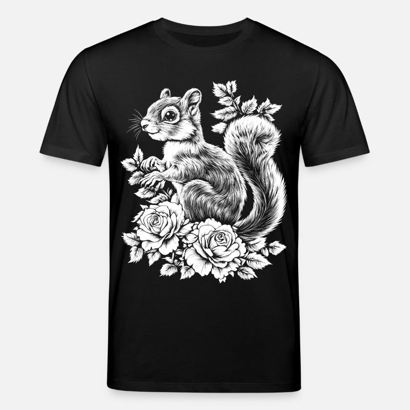 Hörnchen Rose Blumen Ästhetik Eichhörnchen - Stanley/Stella Unisex Bio-T-Shirt CREATOR  - Schwarz