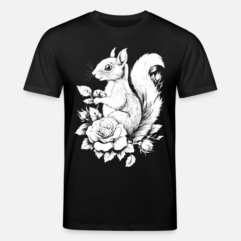 Eichhörnchen Blumen Rose Ästhetik Hörnchen - Stanley/Stella Unisex Bio-T-Shirt CREATOR - Schwarz
