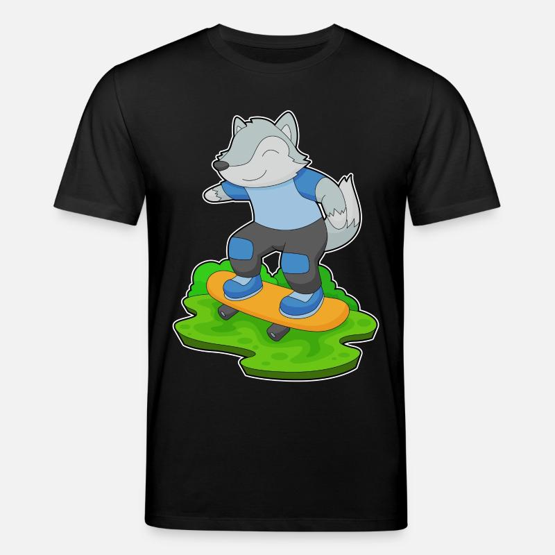 Wolf Skater Skateboard - Stanley/Stella Unisex Bio-T-Shirt CREATOR  - Schwarz