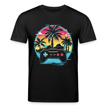 Jeux Vidéo Vaporwave - T-shirt bio CREATOR Stanley/Stella Unisexe - noir - Devant - Alina (178cm) & Michal (187cm)