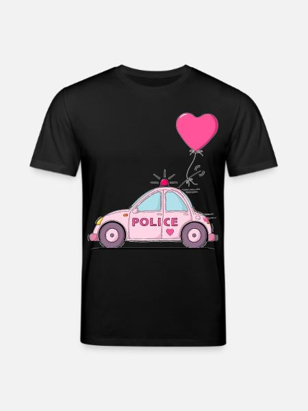 Police Heart Pink - Stanley/Stella CREATOR Unisex Organic T-Shirt - black