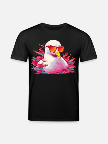 Pink seagull with sunglasses - Stanley/Stella CREATOR Unisex Organic T-Shirt - black