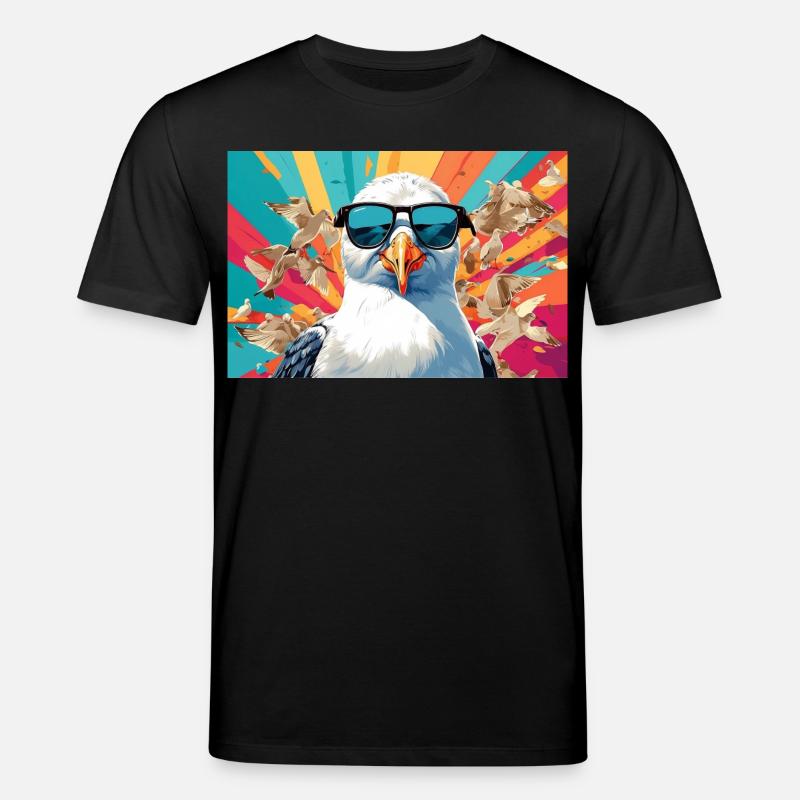 Coole Möwe im Getümmel - Stanley/Stella Unisex Bio-T-Shirt CREATOR - Schwarz