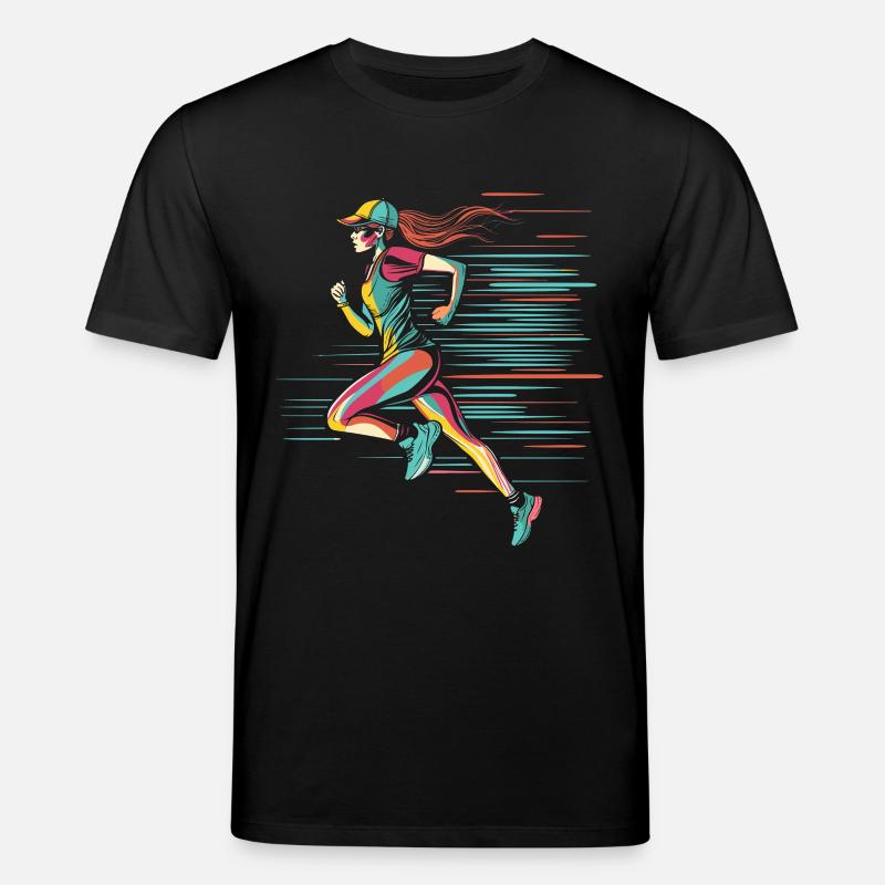 Läuferin Comic Look - Stanley/Stella Unisex Bio-T-Shirt CREATOR  - Schwarz