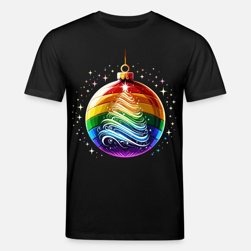 Regenbogen Weihnachtskugel - Stanley/Stella Unisex Bio-T-Shirt CREATOR  - Schwarz