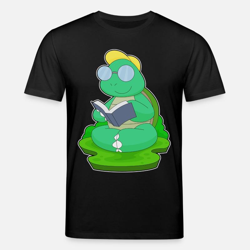 Schildkröte Nerd Buch Brille - Stanley/Stella Unisex Bio-T-Shirt CREATOR  - Schwarz