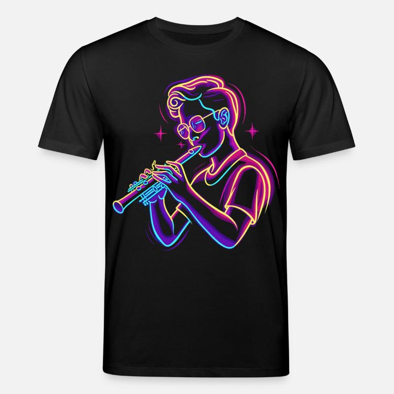 Flûte Garçon Graphique Synthwave - T-shirt bio CREATOR Stanley/Stella Unisexe - noir