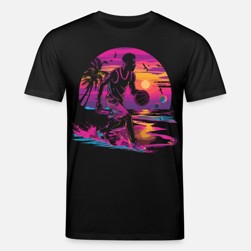 Basket-ball Synthwave - T-shirt bio CREATOR Stanley/Stella Unisexe - noir