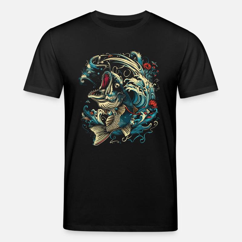 Style de dessin animé de pêche - T-shirt bio CREATOR Stanley/Stella Unisexe - noir