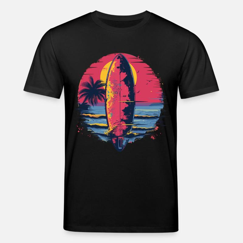 Planche de surf Synthwave - T-shirt bio CREATOR Stanley/Stella Unisexe - noir