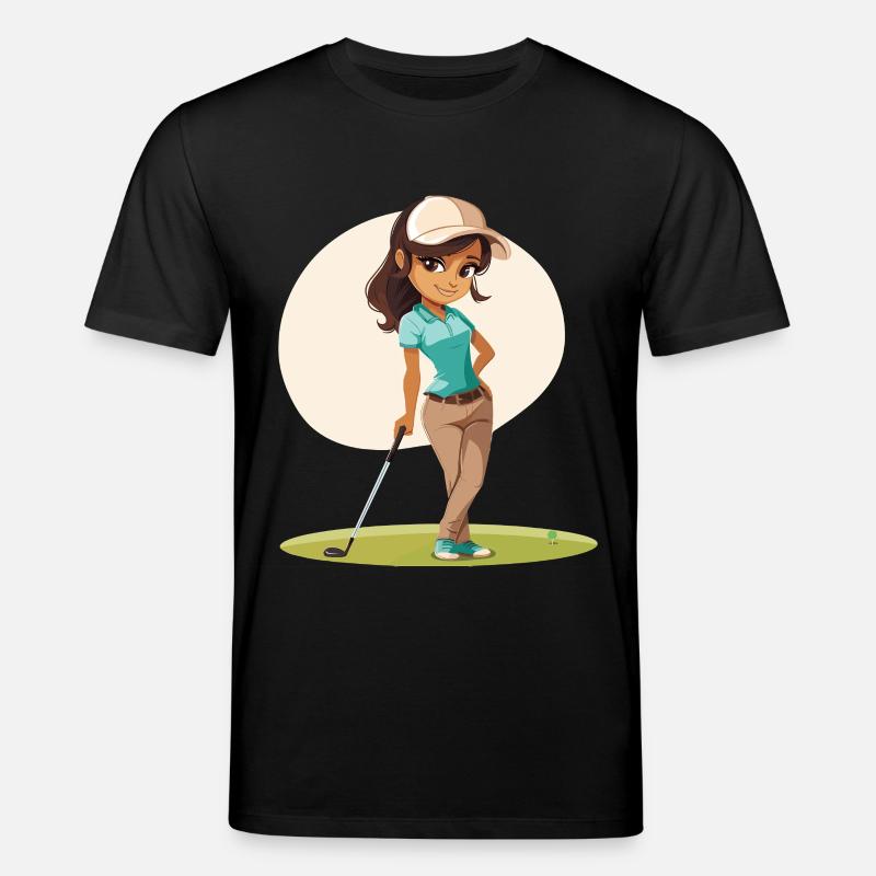 Weiblicher Golfer Comic - Stanley/Stella Unisex Bio-T-Shirt CREATOR  - Schwarz