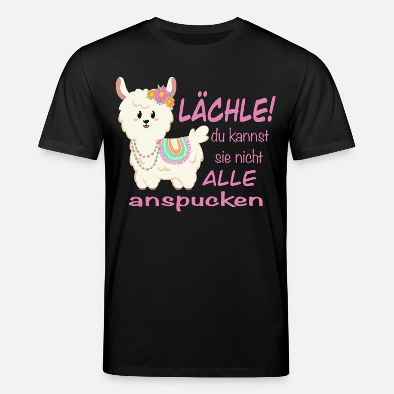 Lama Lächle! lustiger Spruch - Stanley/Stella Unisex Bio-T-Shirt CREATOR  - Schwarz