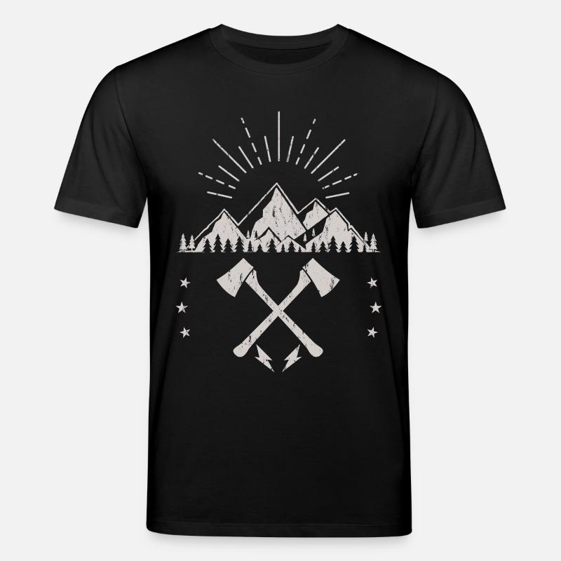 Rugged Mountain Sunrise Axe Emblem - Stanley/Stella CREATOR Unisex Organic T-Shirt - black