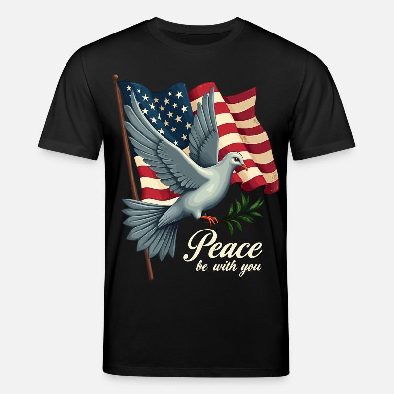 Friedenstaube mit Flagge - Stanley/Stella Unisex Bio-T-Shirt CREATOR  - Schwarz