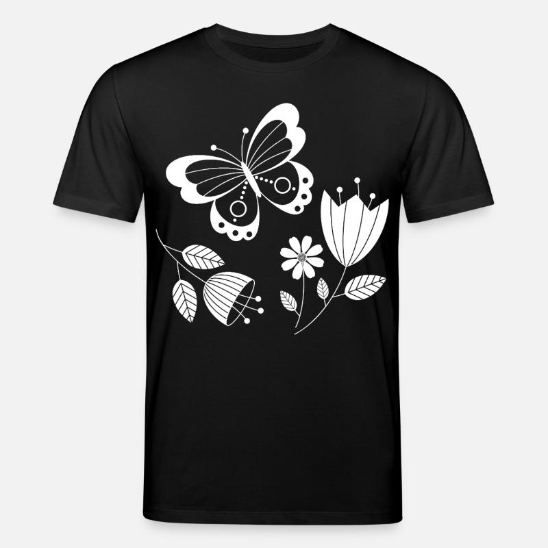 Schmetterling mit Blumen - Stanley/Stella Unisex Bio-T-Shirt CREATOR - Schwarz