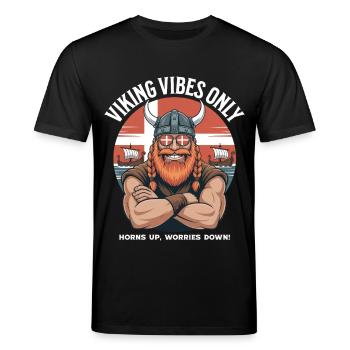 Viking Vibes Only Cooler Cartoon Dänemark Wikinger - Stanley/Stella Unisex Bio-T-Shirt CREATOR  - Schwarz - Vorne - Alina (178cm) & Michal (187cm)