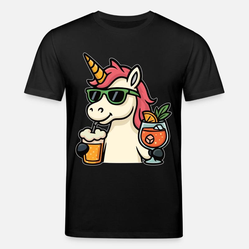 Einhorn trinken - Stanley/Stella Unisex Bio-T-Shirt CREATOR  - Schwarz