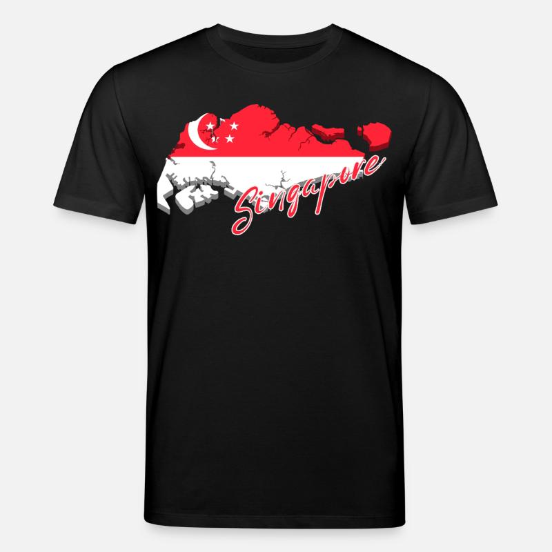 Carte de Singapour, drapeau de Singapour - T-shirt bio CREATOR Stanley/Stella Unisexe - noir