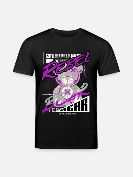 Rebel Bear Streetwear Shirt Graffiti Teddy Bär - Stanley/Stella CREATOR Unisex Organic T-Shirt - black