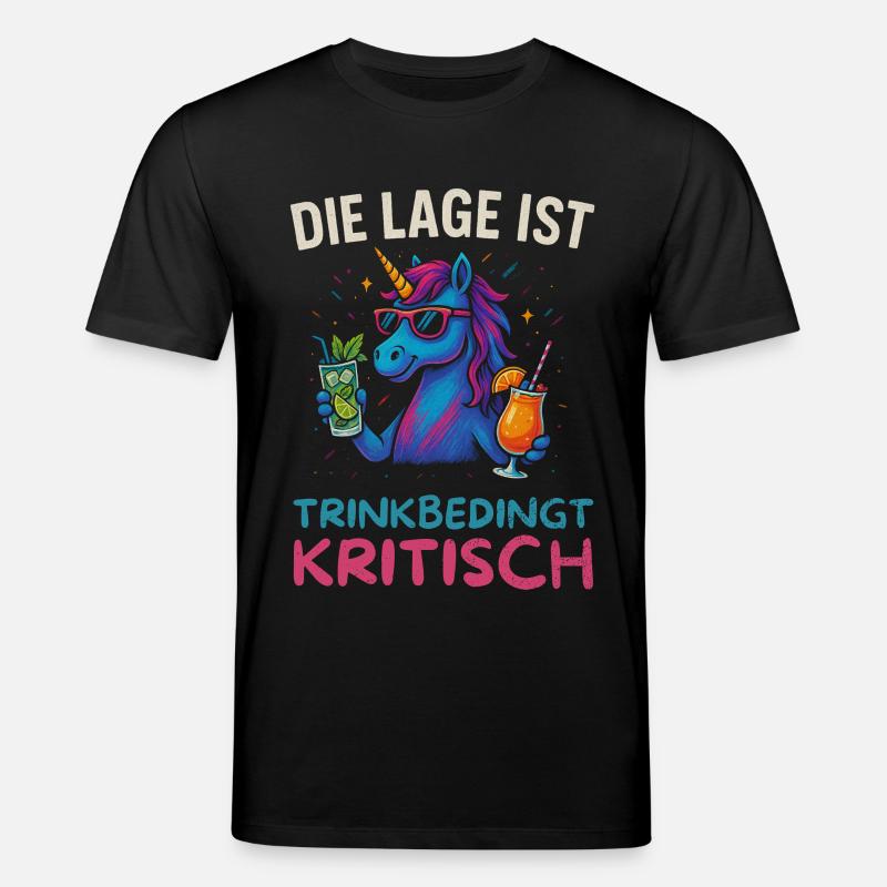 Lustiges Trinker Design Einhorn - Stanley/Stella Unisex Bio-T-Shirt CREATOR  - Schwarz