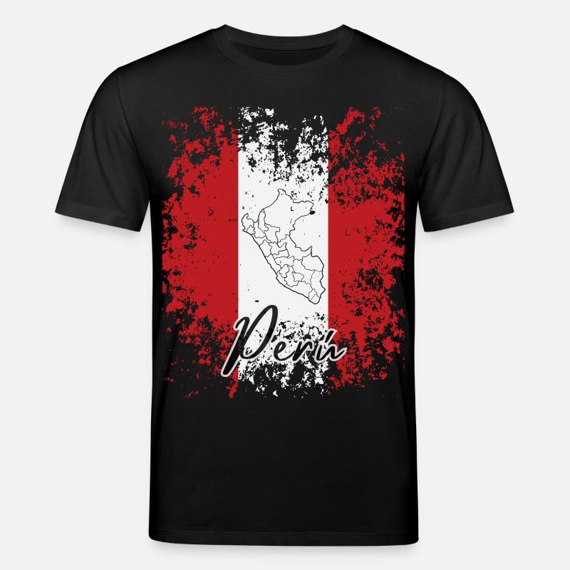 J'aime le Pérou, le drapeau péruvien - T-shirt bio CREATOR Stanley/Stella Unisexe - noir