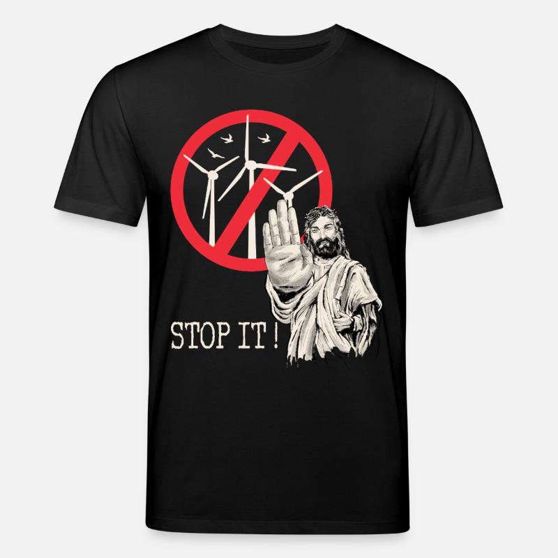 Jesus sagt Stopp zu Windkraft - Stanley/Stella Unisex Bio-T-Shirt CREATOR - Schwarz