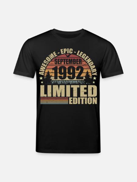 1992 septembre 1992 Anniversaire septembre 1992 - T-shirt bio CREATOR Stanley/Stella Unisexe - noir