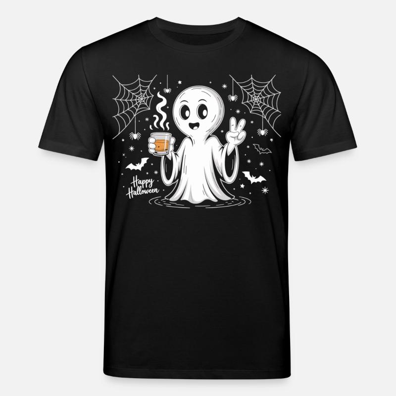 Schauriger Geist mit Halloween-Logo - Stanley/Stella Unisex Bio-T-Shirt CREATOR  - Schwarz