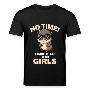 Otter - Keine Zeit ich muss zu meinen Mädels - Stanley/Stella Unisex Bio-T-Shirt CREATOR  - Schwarz - Vorne - Alina (178cm) & Michal (187cm)