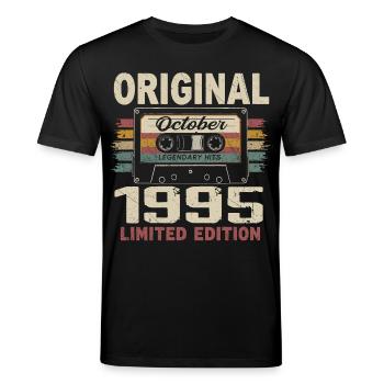 Geboren im Oktober 1995 | Vintage Geschenk Oktober 1995 - Stanley/Stella Unisex Bio-T-Shirt CREATOR  - Schwarz - Vorne - Alina (178cm) & Michal (187cm)
