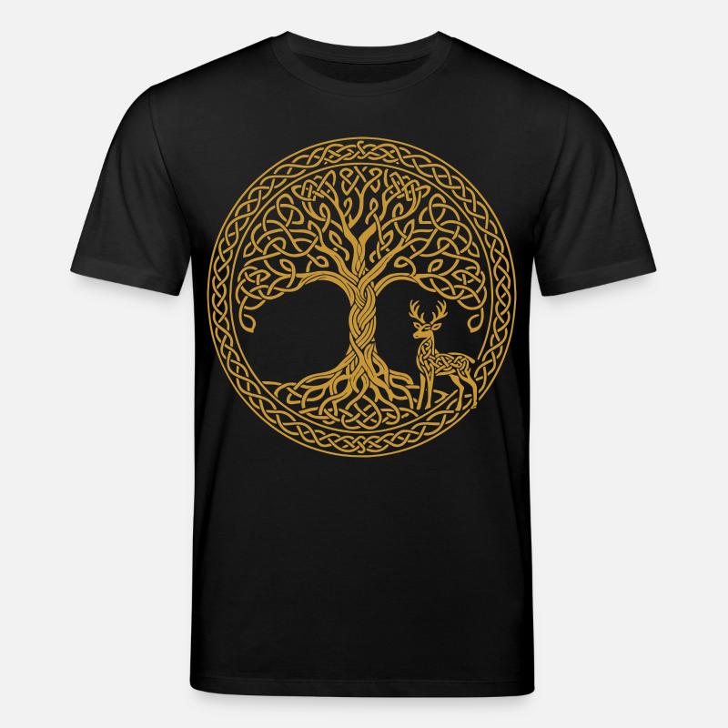 Baum Des Lebens Hirsch Symbol Achtsamkeit - Stanley/Stella Unisex Bio-T-Shirt CREATOR  - Schwarz