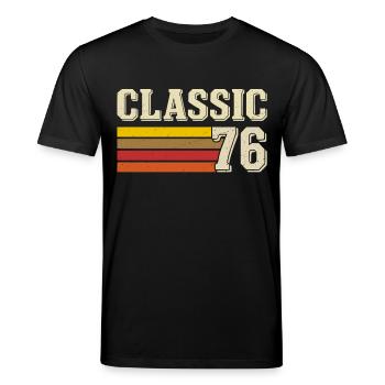 Retro Classic 76 – Born 1976 Vintage Birthday - Stanley/Stella CREATOR Unisex Organic T-Shirt - black - Front - Alina (178cm) & Michal (187cm)