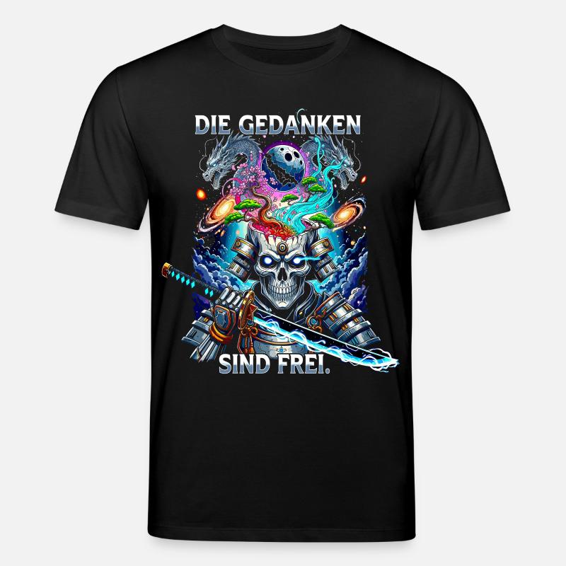 Die Gedanken sind frei Totenkopf Samurai - Stanley/Stella Unisex Bio-T-Shirt CREATOR  - Schwarz