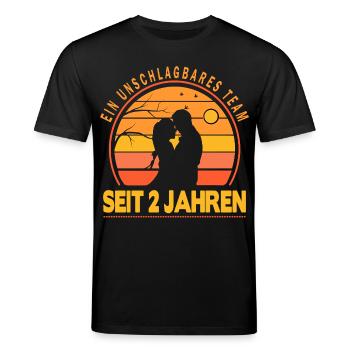 2 Jahre Beziehung Jahrestag Hochzeitstag  - Stanley/Stella Unisex Bio-T-Shirt CREATOR  - Schwarz - Vorne - Alina (178cm) & Michal (187cm)