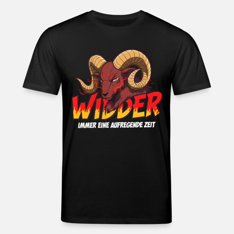 Widder mit Flammen-Text - Stanley/Stella Unisex Bio-T-Shirt CREATOR  - Schwarz