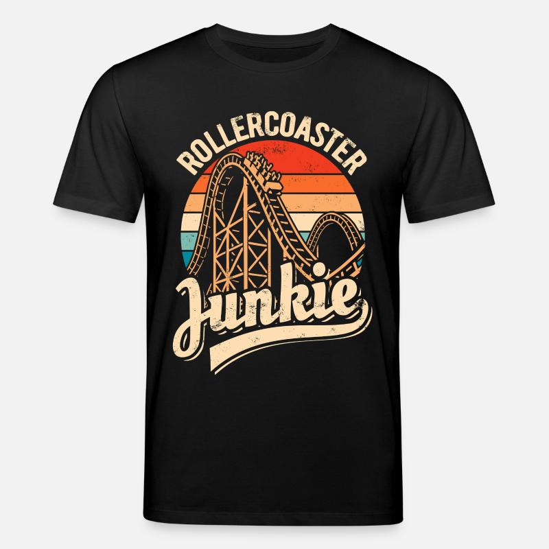Rollercoaster Junkie - Roller Coaster - Boucle - T-shirt bio CREATOR Stanley/Stella Unisexe - noir