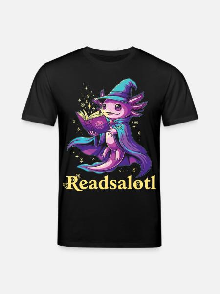 Readsalotl Axolotl Reading Mage Axolotl - Stanley/Stella CREATOR Unisex Organic T-Shirt - black