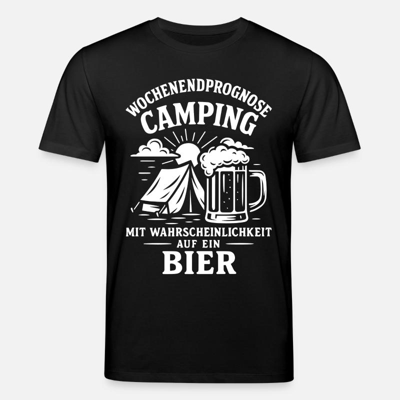 Camping Wochenendprognose Mit Bier - Stanley/Stella Unisex Bio-T-Shirt CREATOR  - Schwarz