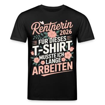 Rentnerin 2026 - Stanley/Stella Unisex Bio-T-Shirt CREATOR  - Schwarz - Vorne - Alina (178cm) & Michal (187cm)