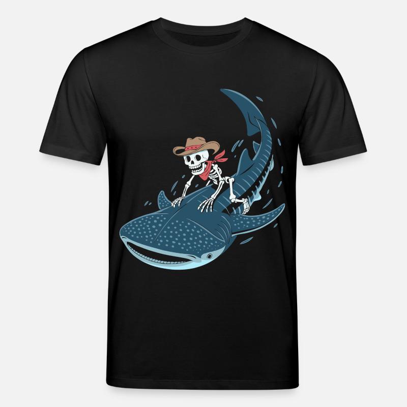 Squelette de cow-boy sur requin baleine - T-shirt bio CREATOR Stanley/Stella Unisexe - noir