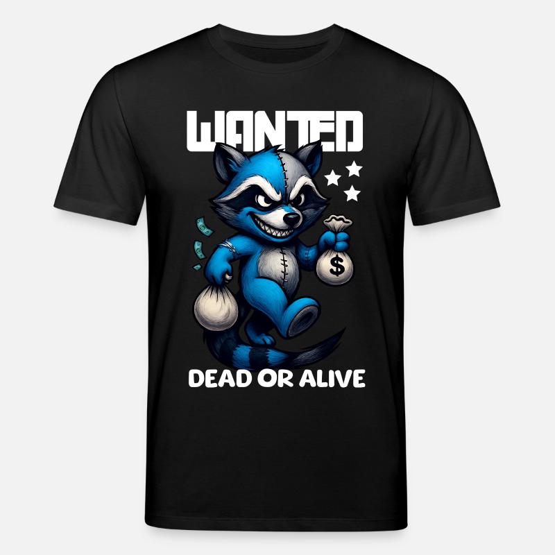 Wanted Waschbär Bandit lustig - Stanley/Stella Unisex Bio-T-Shirt CREATOR - Schwarz