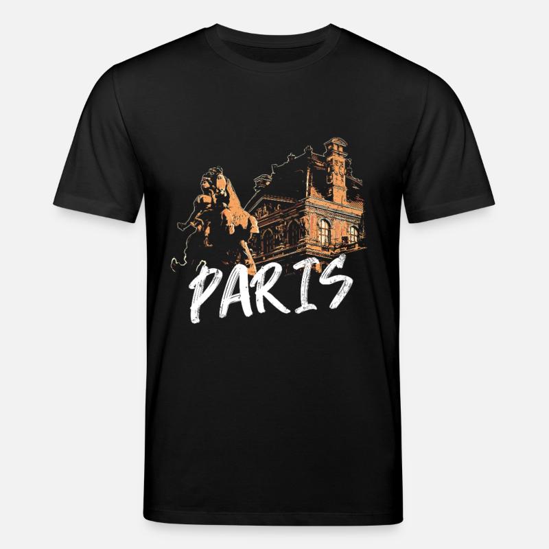 Pariser Architektur und Statue - Stanley/Stella Unisex Bio-T-Shirt CREATOR  - Schwarz