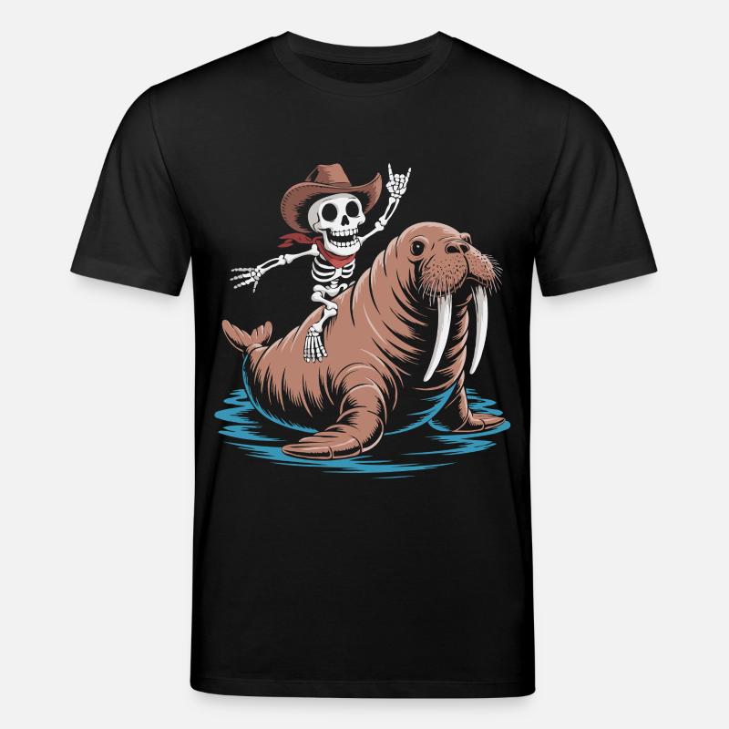 Skelettcowboy auf Walross - Stanley/Stella Unisex Bio-T-Shirt CREATOR  - Schwarz