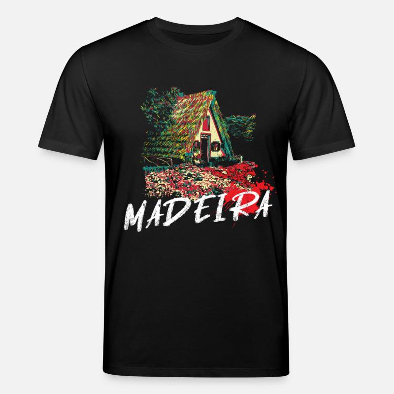 Traditionelles Haus der Insel Madeira - Stanley/Stella Unisex Bio-T-Shirt CREATOR - Schwarz
