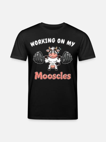 Cow - Working on my Mooscles - Funny Gym Design - Stanley/Stella CREATOR Unisex Organic T-Shirt - black