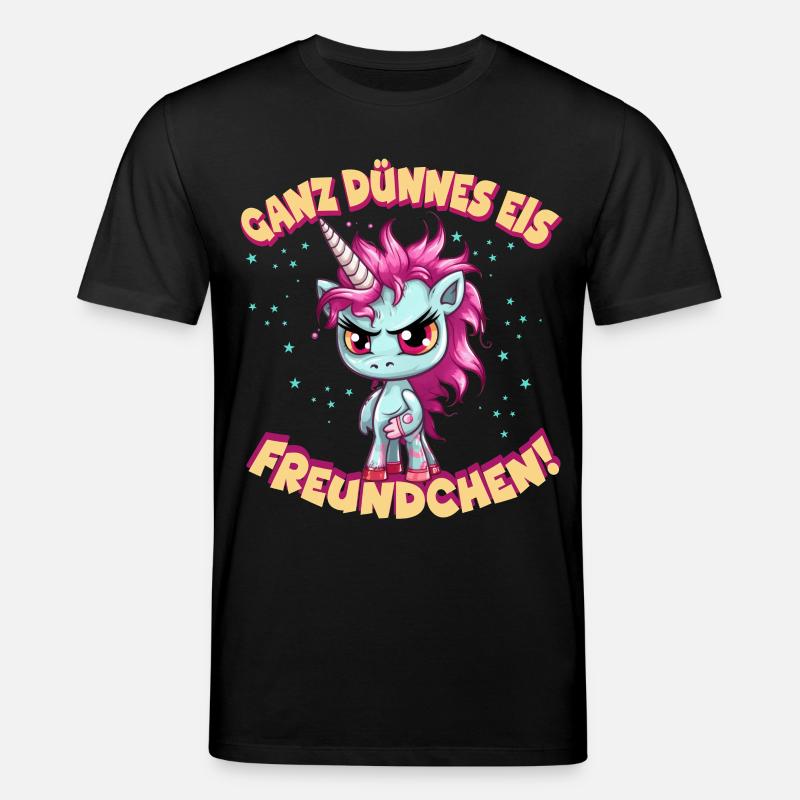 Wütendes Einhorn mit pinker Mähne - Stanley/Stella Unisex Bio-T-Shirt CREATOR  - Schwarz