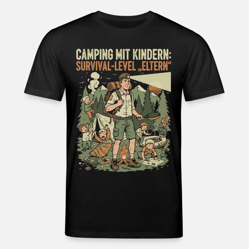 Camping mit Kindern - Survival-Level Eltern - Stanley/Stella Unisex Bio-T-Shirt CREATOR  - Schwarz