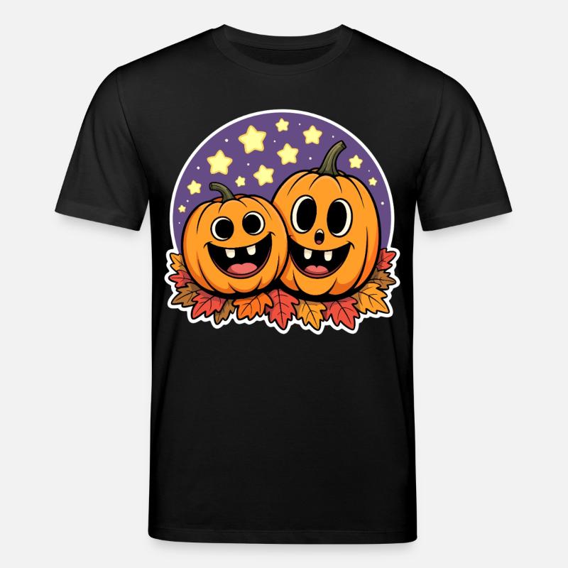 Deux citrouilles heureuses d’automne - T-shirt bio CREATOR Stanley/Stella Unisexe - noir