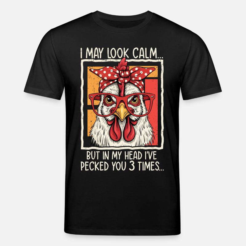 Huhn mit Brille Spruchdesign - Stanley/Stella Unisex Bio-T-Shirt CREATOR  - Schwarz
