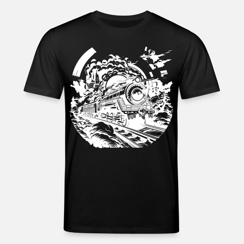 Eisenbahn Skizze - Stanley/Stella Unisex Bio-T-Shirt CREATOR - Schwarz